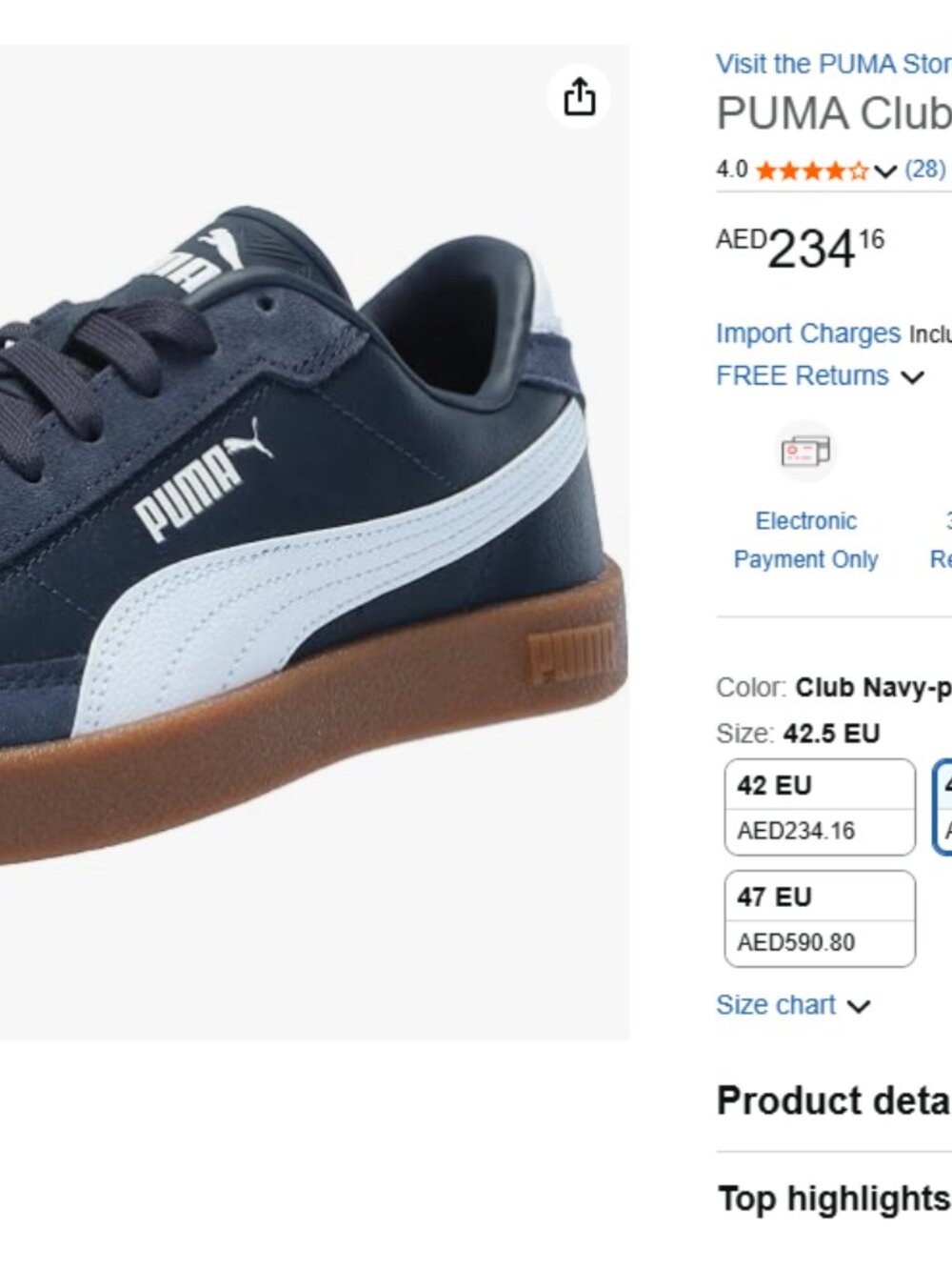 Puma Navy Blue and White Women's Athletic Sneakers - Picture 6 of 6